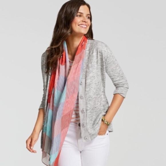 Cabi #5286 Marble Grey V Neck Sweater Cardigan - Picture 1 of 8